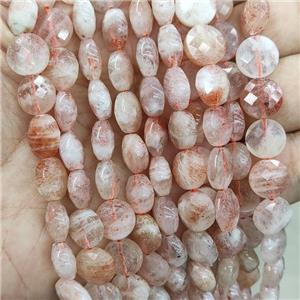 Natural Peach Sunstone Beads Faceted Circle, approx 10mm [GB17063]