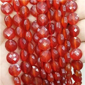Natural Agate Beads Red Dye Faceted Circle, approx 10mm [GB17066]