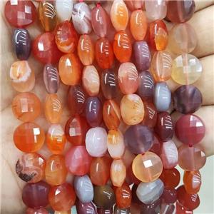 Natural Red Carnelian Agate Beads Faceted Circle, approx 10mm [GB17069]