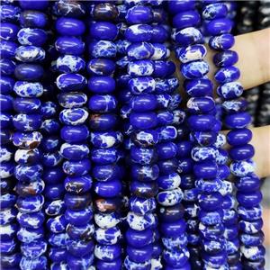 Synthetic Imperial Jasper Beads Smooth Rondelle Royal Blue, approx 5-8mm [GB17072]