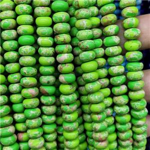 Synthetic Imperial Jasper Beads Smooth Rondelle Green, approx 5-8mm [GB17074]