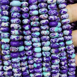 Synthetic Imperial Jasper Beads Smooth Rondelle PurpleGreen, approx 5-8mm [GB17076]