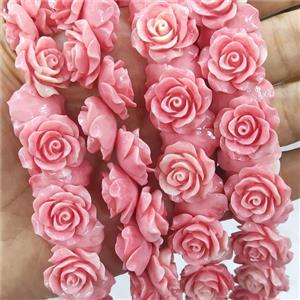 Pink Resin Flower Beads, approx 20mm, 30pcs per st [GB17098]