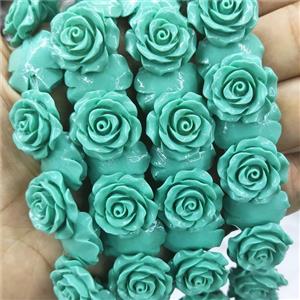 Teal Resin Flower Beads, approx 20mm, 30pcs per st [GB17099]