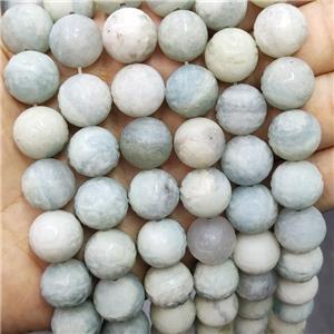 Natural Aquamarine Beads Round Carved, approx 14mm dia [GB17107]