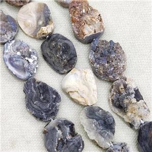 Natural Agate Druzy Beads Slice Freeform, approx 20-30mm [GB17120]