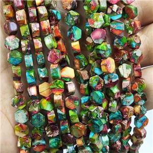 Mosaic Imperial Jasper Beads Hexagon Multicolor, approx 6mm [GB17125]