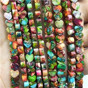 Mosaic Imperial Jasper Beads Heart Multicolor, approx 6mm [GB17127]