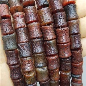 Crackle Agate Beads Snakeskin Bamboo Red, approx 12-15mm [GB17135]
