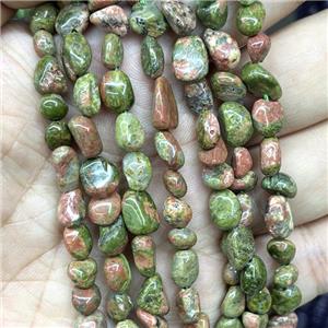 Natural Unakite Chips Beads Green Freeform, approx 5-8mm [GB17197]