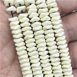 Oxidative Agate Heishi Spacer Beads Faceted Lt.yellow, approx 6mm [GB17204]