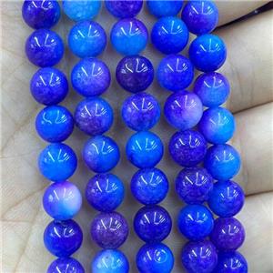Dichromatic Jade Beads Blue Dye Smooth Round, approx 8mm dia [GB17261]