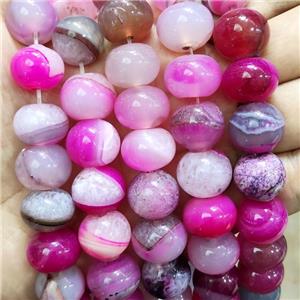 Natural Agate Beads Hotpink Dye Smooth Rondelle, approx 16mm [GB17264-16MM]