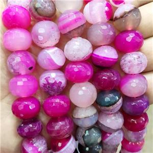 Natural Agate Beads Hotpink Dye Faceted Rondelle, approx 18mm [GB17266-18MM]