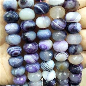 Natural Stripe Agate Beads Purple Dye Faceted Rondelle, approx 14mm [GB17270]