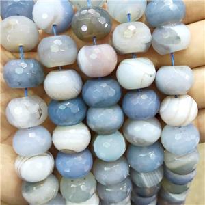 Natural Agate Beads Lt.blue Dye Faceted Rondelle, approx 17mm [GB17271]