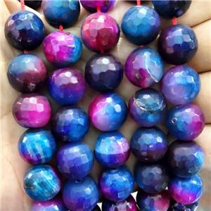 Natural Agate Beads Blue Red Dye Faceted Round, approx 14mm [GB17282]