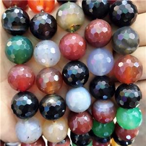 Natural Agate Beads Dye Mixed Color Faceted Round, approx 16mm [GB17283]