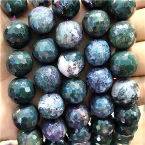 Natural Moss Agate Beads Green Faceted Round, approx 16mm [GB17284]