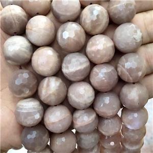 Natural Peach Moonstone Beads Faceted Round, approx 18mm [GB17289]