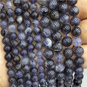 Natural Iolite Beads Smooth Round Inkblue, approx 6mm dia [GB17357-6MM]