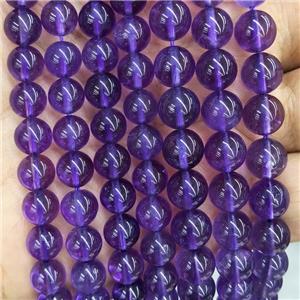 Natural Amethyst Beads Purple Smooth Round AA-Grade, approx 8mm dia [GB17377-8MM]