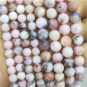 Natural Pink Opal Beads Smooth Round B-Grade, approx 8mm dia [GB17382-8MM]