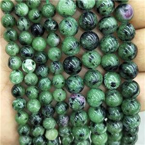 Natural Ruby Zoisite Beads Smooth Round Green, approx 6mm dia [GB17386-6MM]