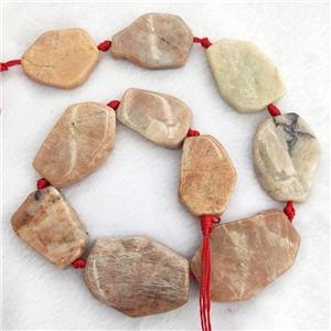 Natural Sunstone Slice Beads Peach Freeform, approx 15-40mm [GB17398]