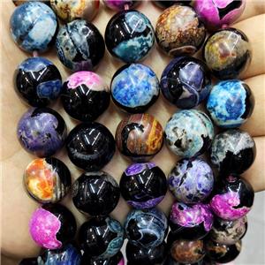 Fire Agate Beads Smooth Round Dye Mixed Color, approx 16mm dia [GB17407]
