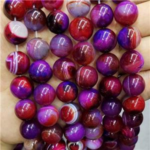 Natural Agate Beads Red Purple Dye Smooth Round, approx 14mm dia [GB17408]