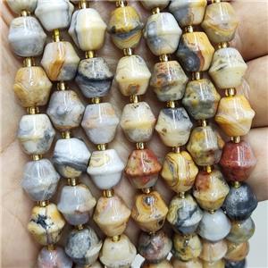 Natural Yellow Crazy Lace Agate Bicone Beads, approx 10-11mm [GB17432]