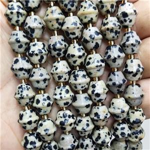 Natural Black Dalmatian Jasper Bicone Beads, approx 10-11mm [GB17438]