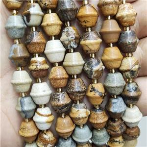 Natural Picture Jasper Bicone Beads, approx 10-11mm [GB17442]