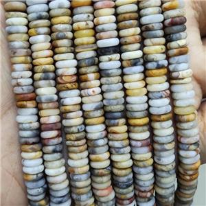 Natural Yellow Crazy Lace Agate Beads Heishi Matte, approx 6mm [GB17456]