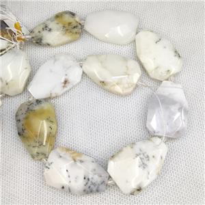 Natural White Moss Opal Teardrop Beads, approx 20-38mm [GB17483]