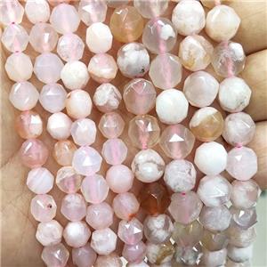 Natural Pink Cherry Sakura Agate Beads Cut Round, approx 7-8mm [GB17521-8MM]
