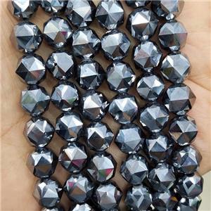 Natural Terahertz Stone Beads Silver Round Cut, approx 9-10mm [GB17537-10MM]