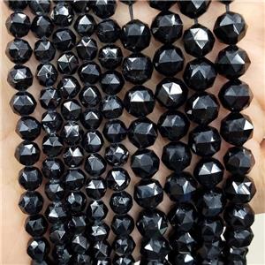 Natural Black Tourmaline Beads Cut Round B-Grade, approx 5-6mm [GB17548-6MM]