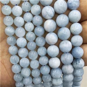 Natural Aquamarine Beads Blue Smooth Round, approx 6mm dia [GB17554-6MM]