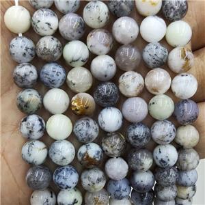 Natural Moss Opal Beads White Smooth Round, approx 12mm dia [GB17601-12MM]