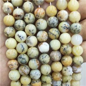 Natural Yellow Moss Opal Beads Smooth Round, approx 6mm dia [GB17602-6MM]