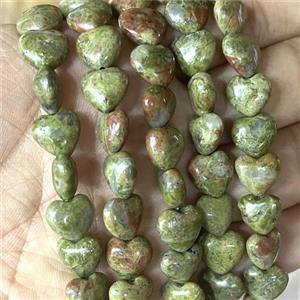 Green Bloodstone Heart Beads, approx 12mm [GB17624-12MM]