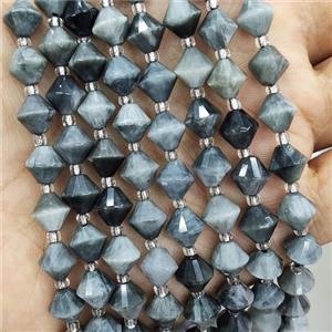 Natural Hawkeye Stone Beads Bicone, approx 8mm [GB17641]