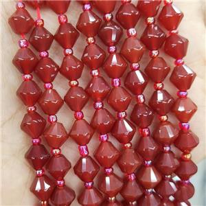 Natural Agate Bicone Beads Red Dye, approx 8mm [GB17649]