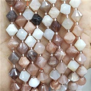 Natural Moonstone Bicone Beads Multicolor, approx 8mm [GB17650]