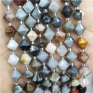 Hawkeye Stone Beads Bicone Multicolor, approx 8mm [GB17655]