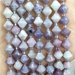 Natural Pink Tourmaline Bicone Beads, approx 8mm [GB17657]