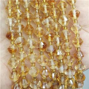 Natural Citrine Bicone Beads Yellow, approx 8mm [GB17659]