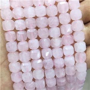 Natural Pink Rose Quartz Beads Faceted Cube, approx 8-10mm [GB17693]